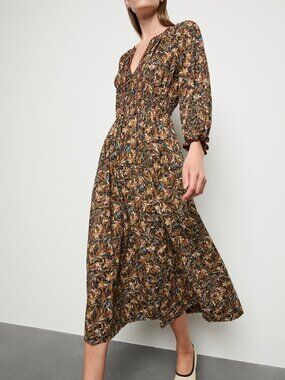 Doen Delfina Dress in Noir Narcissus Floral Size XS